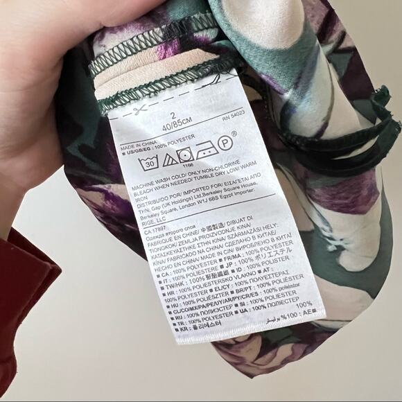 Banana Republic Dark Green Floral Print Peplum Sleeveless Dress - Picture 8 of 8